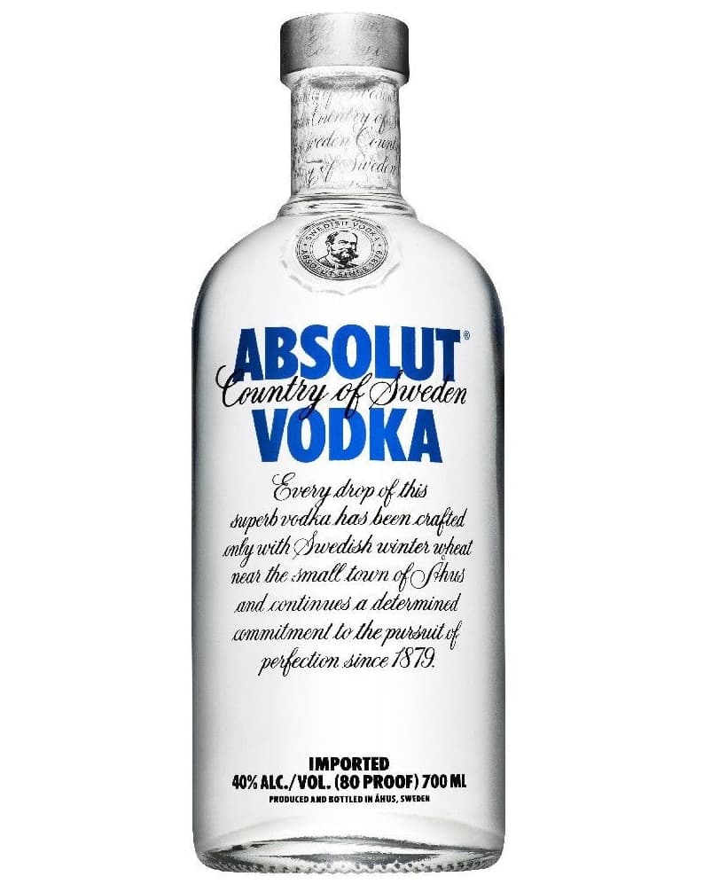 Absolut vodka-blue label