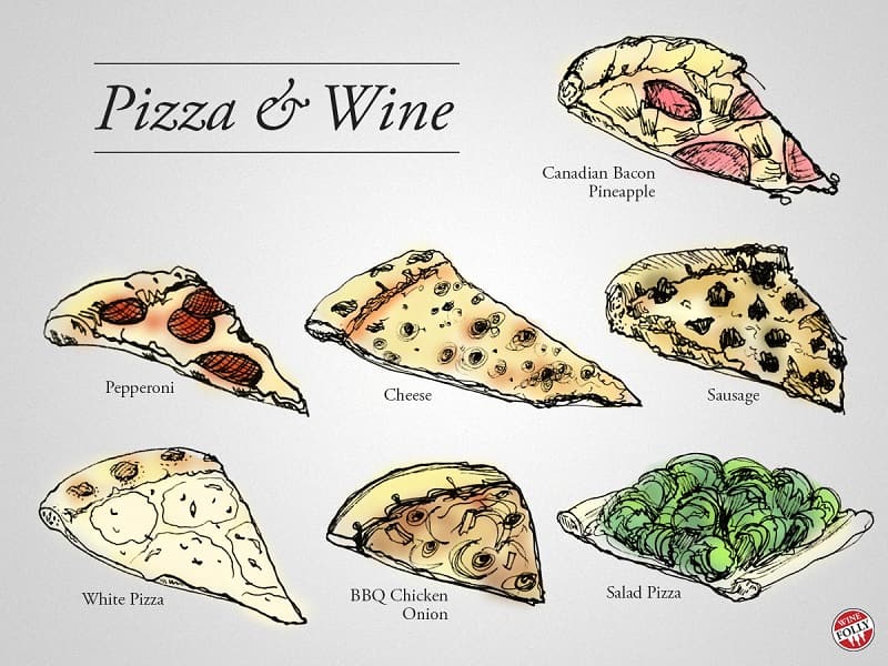 Rượu vang và pizza